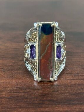 MICHAEL VALITUTTI Gems En Vogue Sterling Ammolite & Amethyst Statement Ring